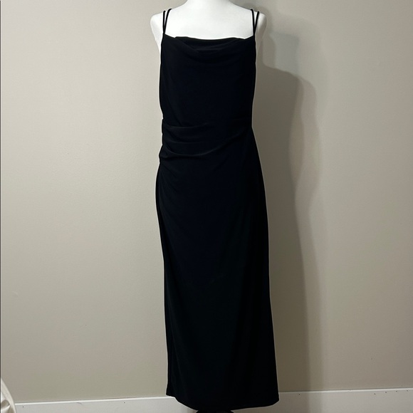 Zara Dresses & Skirts - Zara Black Cowl Neck Midi Dress with Double Straps